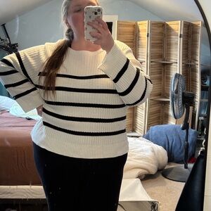 Ava & Viv Black and White Striped Sweater